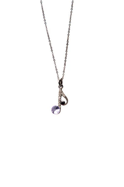 Rhinestone Music Note Necklace