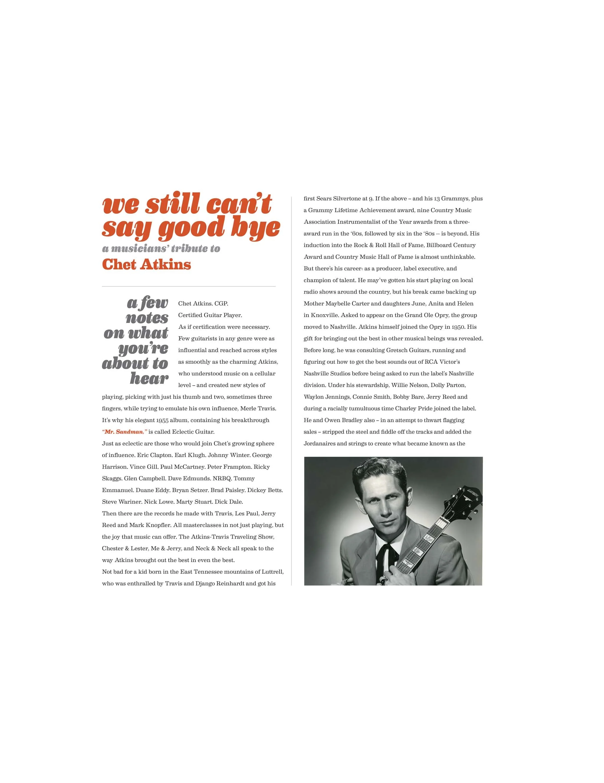 We Still Can?t Say Goodbye ? A Musicians' Tribute to Chet Atkins (LP) - Image 5