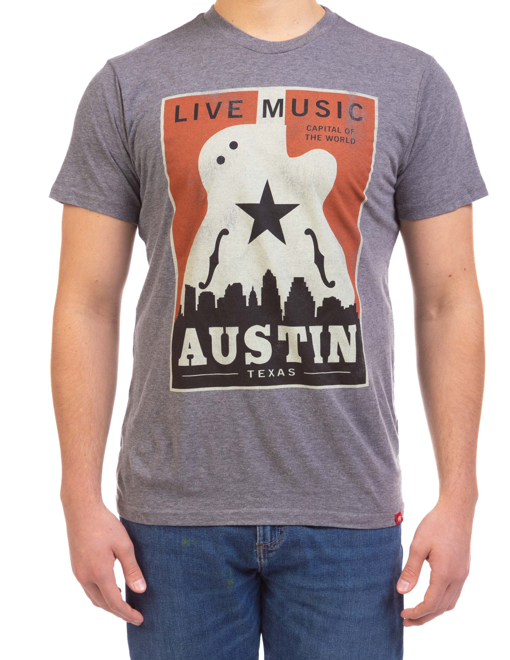 Austin Skyline Guitar Poster T-Shirt - Image 4