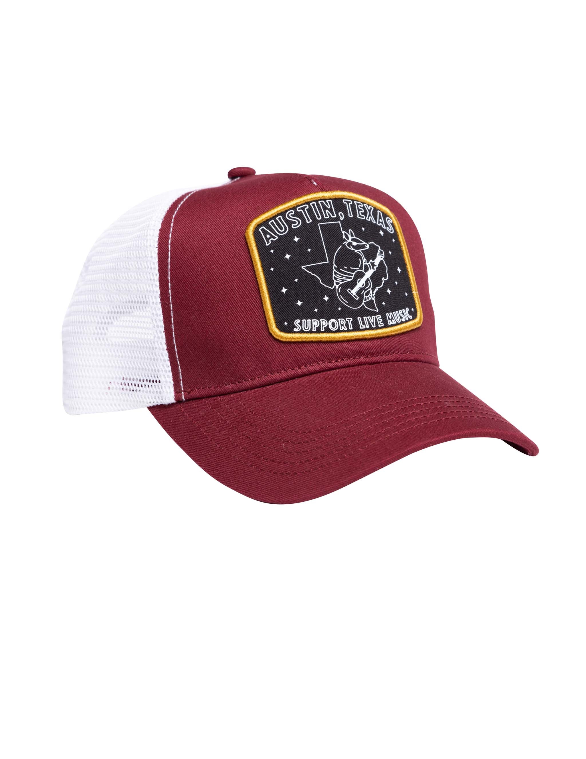 Austin Texas Armadillo Playing Guitar Patch Hat - Image 2