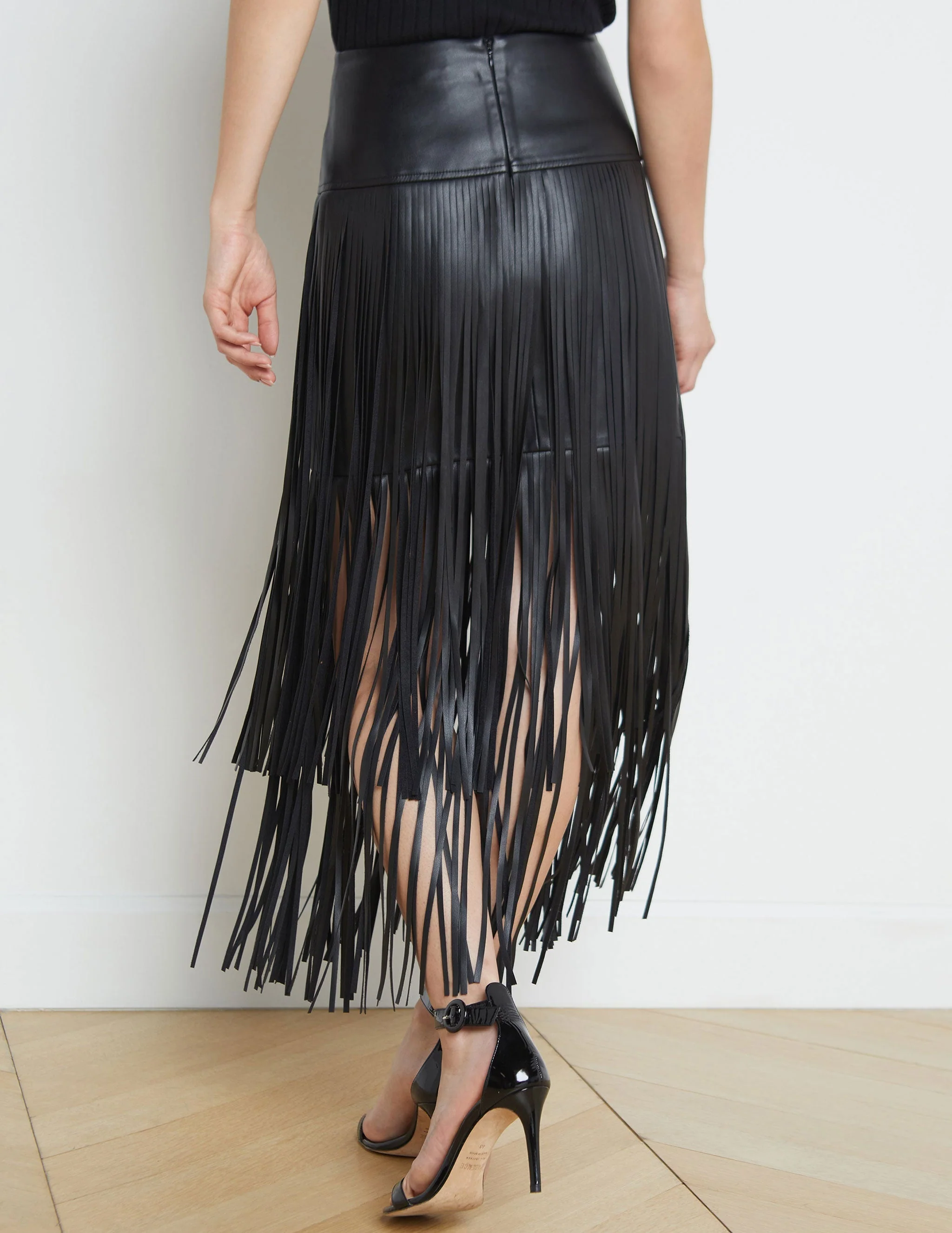 Faux Leather Tiered Fringe Maxi Dress - Image 4