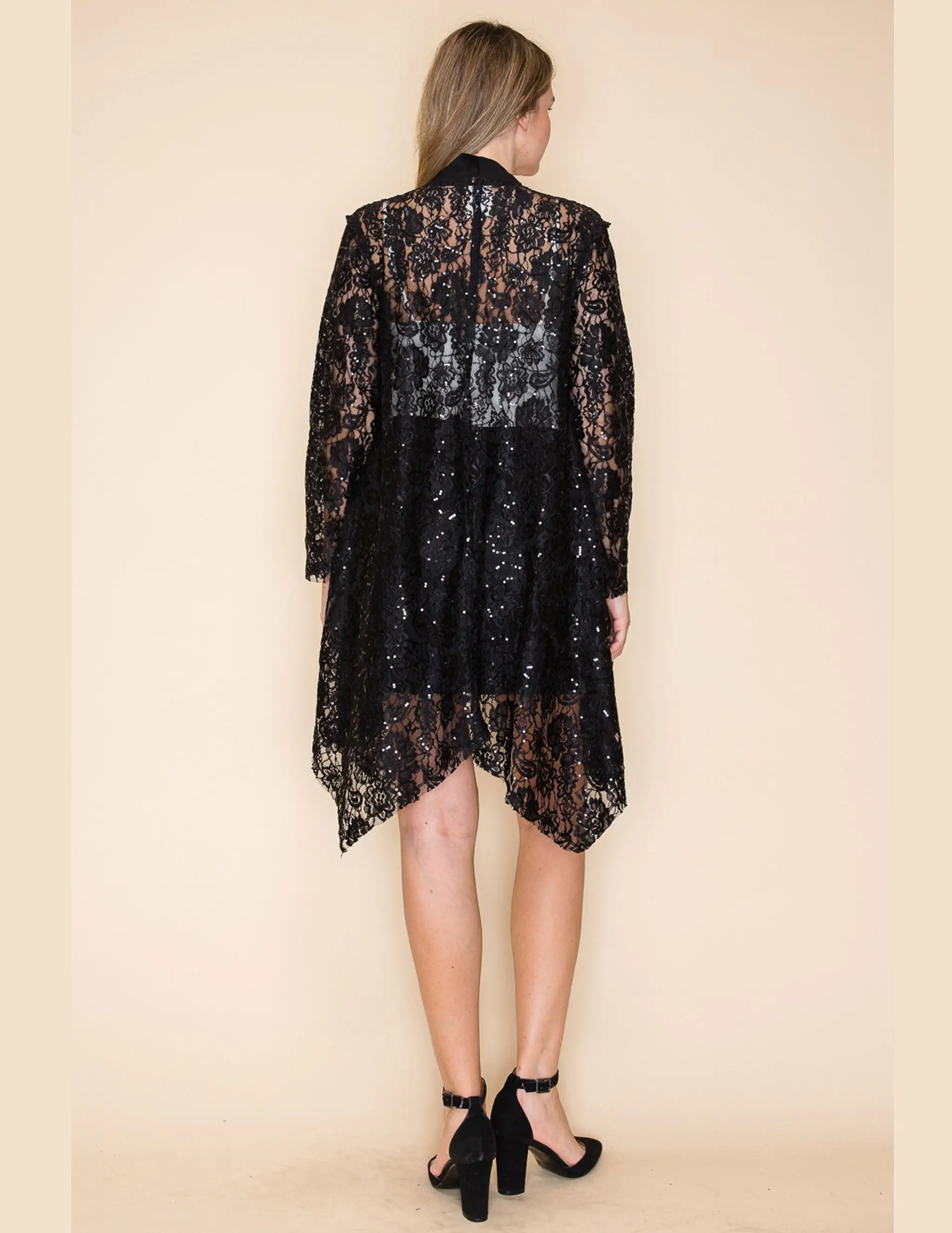 Long Sleeve Sequin Lace Cardigan - Image 3