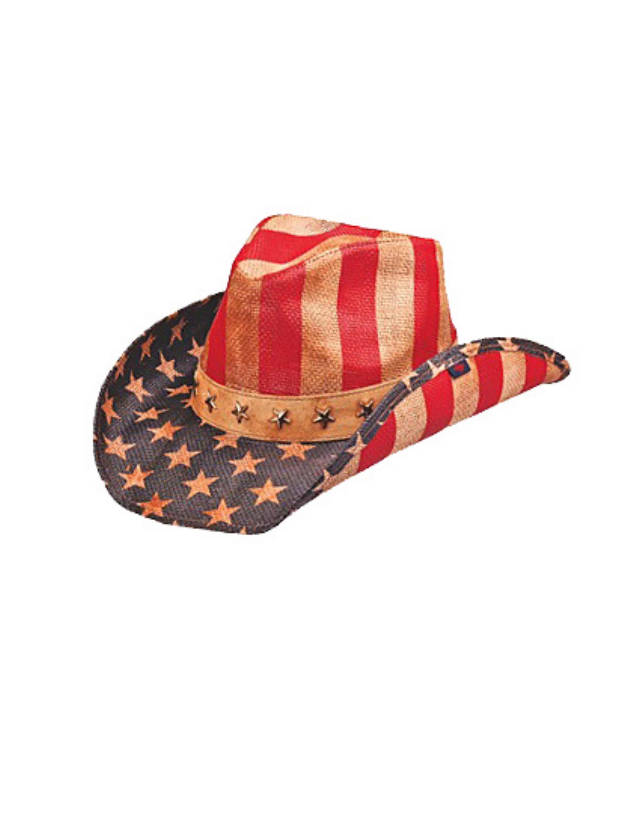 Distressed American Flag Straw Cowboy Hat