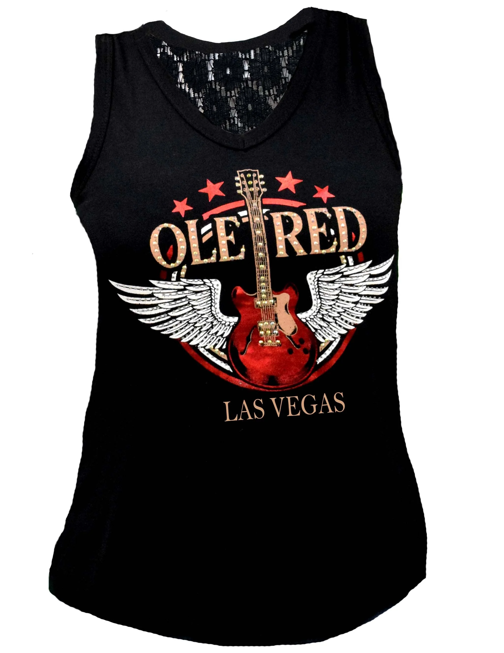 Ole Red Vegas Bling Wing Guitar Lace Tank - Image 2