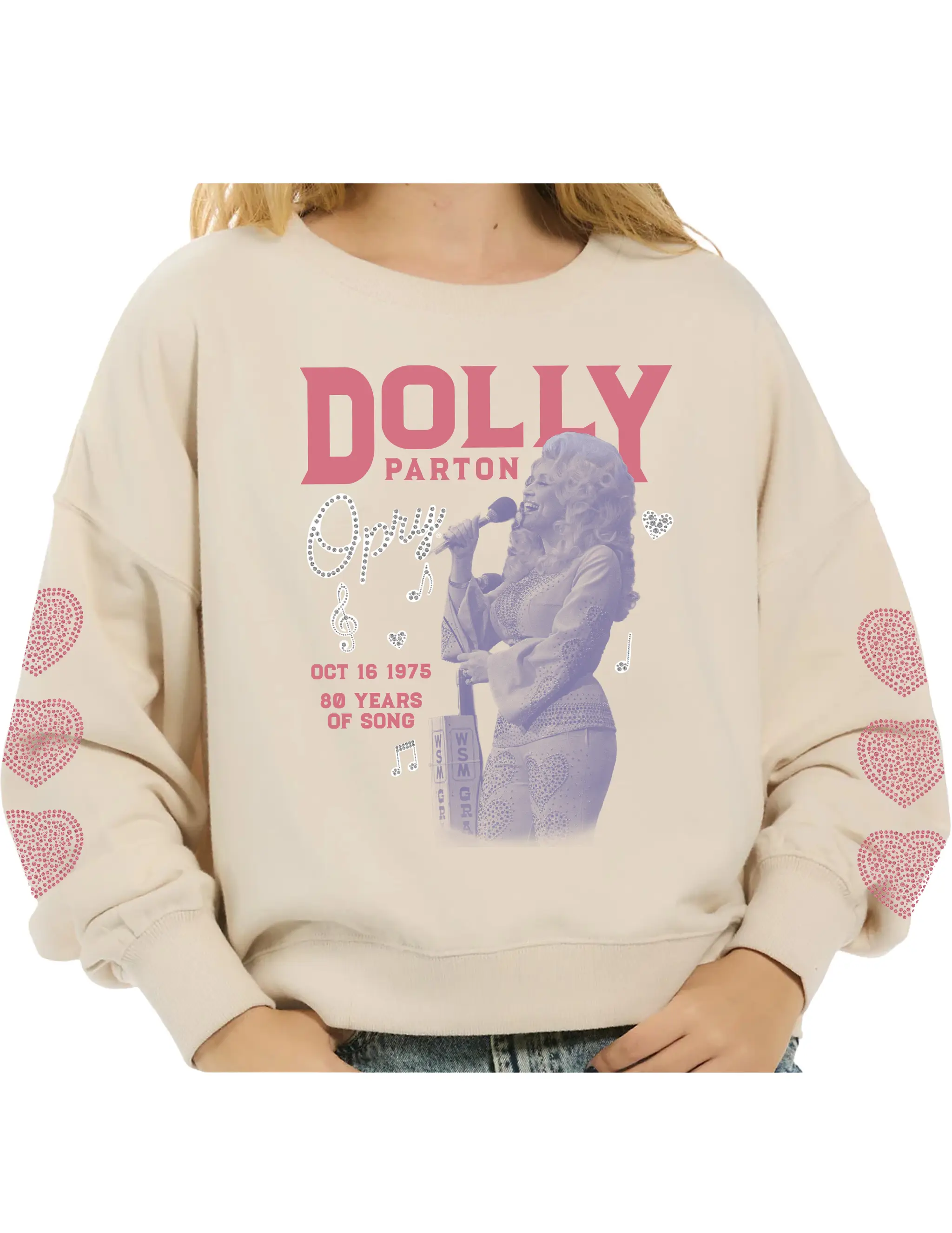 Opry x Dolly Parton Heart Sleeve Crew Sweatshirt - Image 3