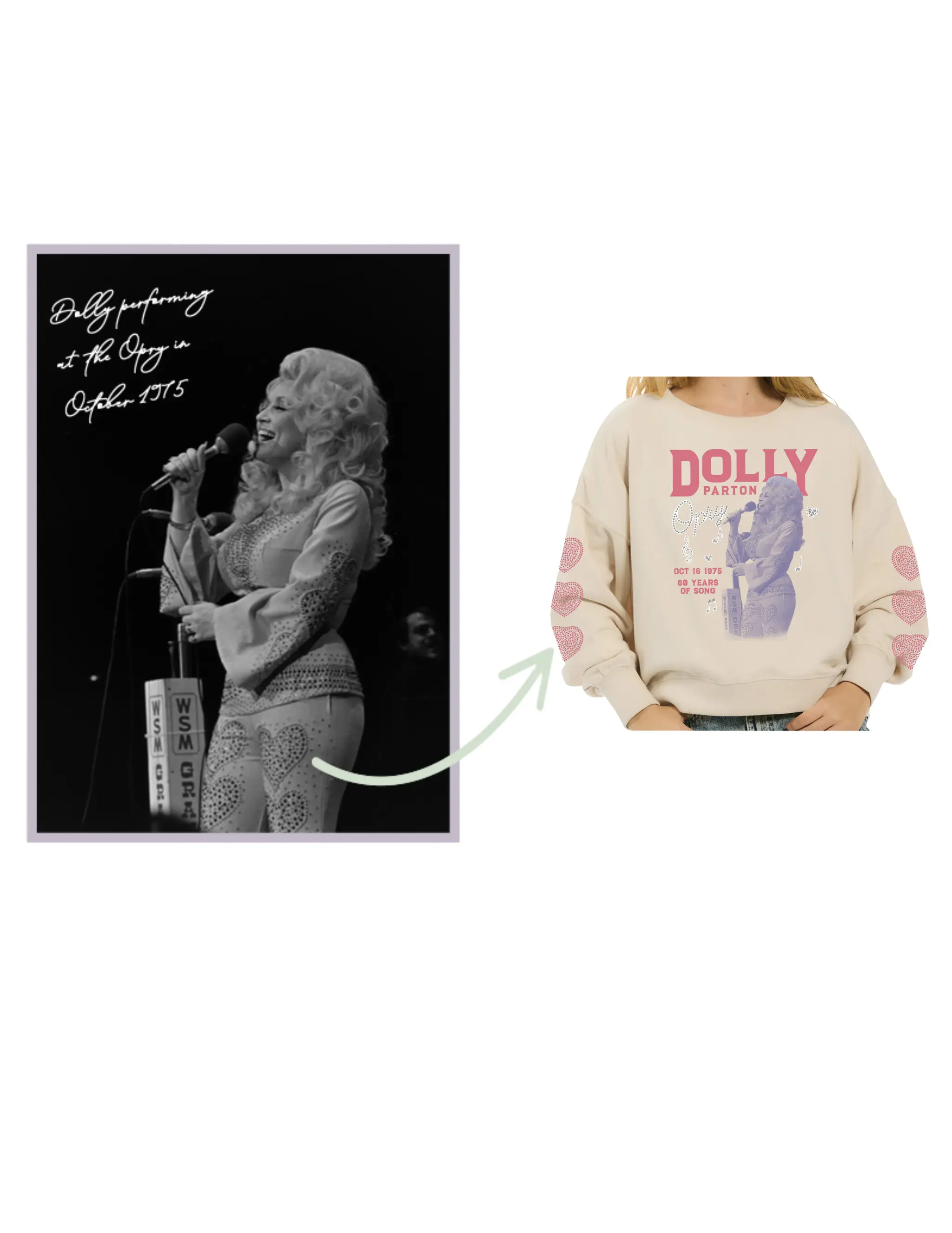 Opry x Dolly Parton Heart Sleeve Crew Sweatshirt - Image 4