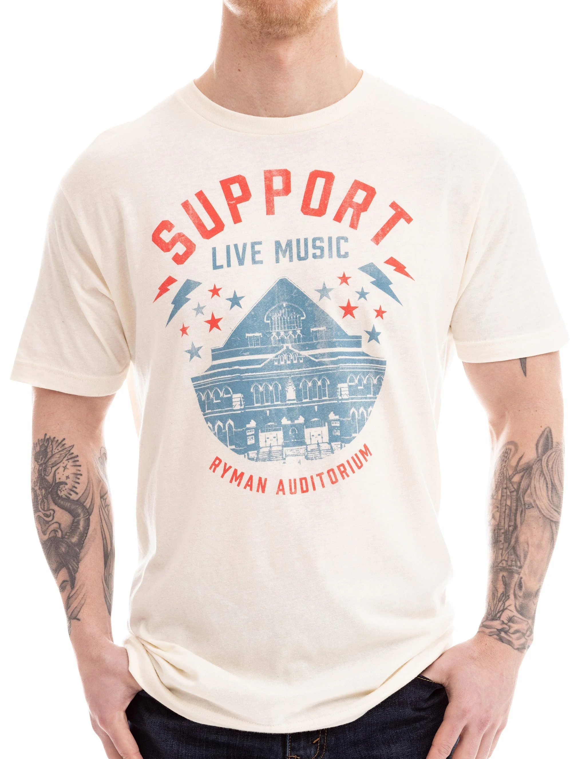 Ryman Support Live Music Vintage Building T-Shirt - Image 3